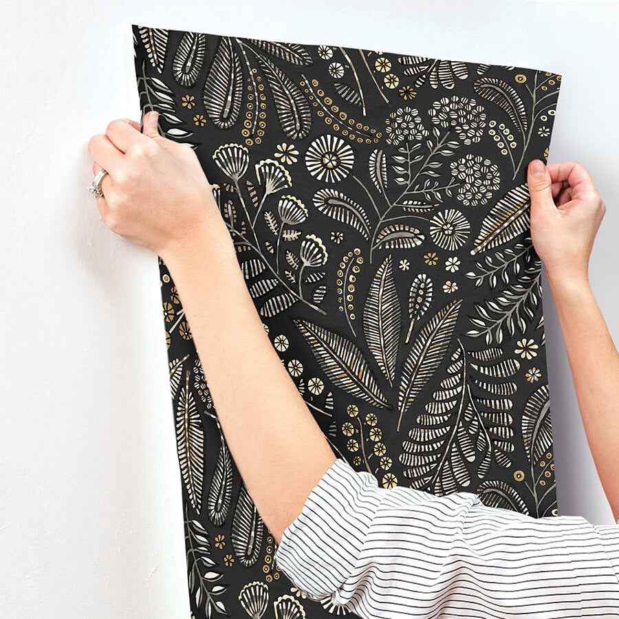 Briar Black Floral Wallpaper - York Wallcoverings - 4135-27296 - York Wallcoverings Wallpaper