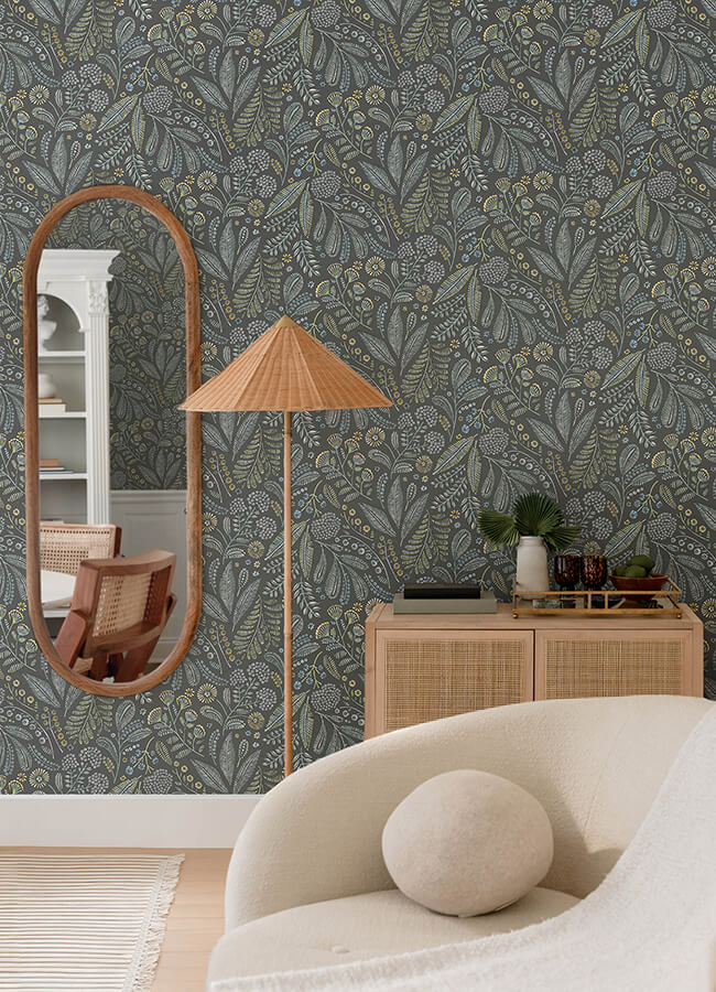 briar-grey-floral-wallpaper-york-wallcoverings-4135-27297 - York Wallcoverings Wallpaper