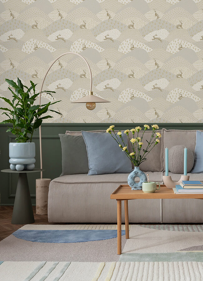 peter-light-grey-rabbit-fields-wallpaper-york-wallcoverings-4135-27298 - York Wallcoverings Wallpaper