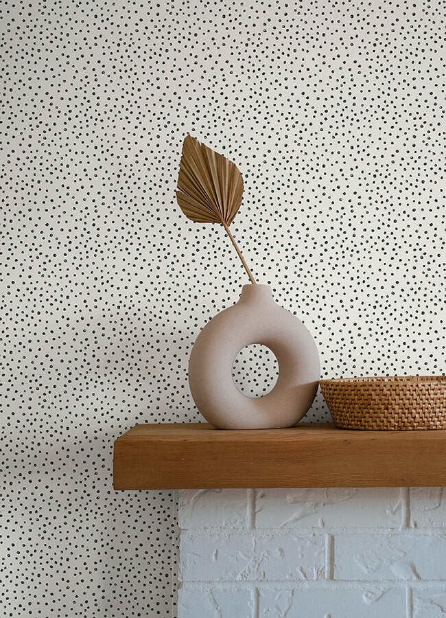 cassie-black-petite-polka-wallpaper-york-wallcoverings-4135-27302 - York Wallcoverings Wallpaper