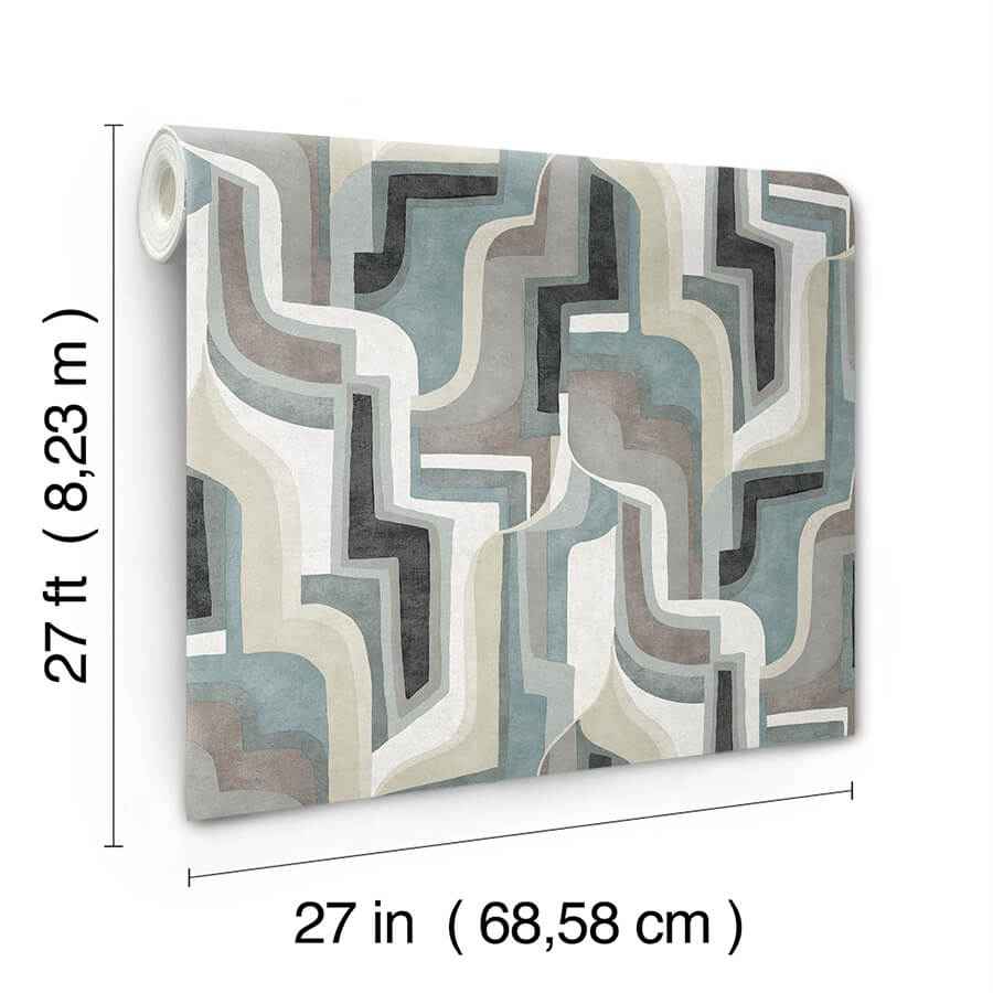 Tulum Denim Surreal Shapes Wallpaper - York Wallcoverings - 4135-72702 - York Wallcoverings Wallpaper