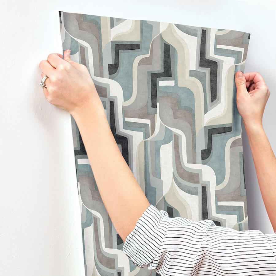 Tulum Denim Surreal Shapes Wallpaper - York Wallcoverings - 4135-72702 - York Wallcoverings Wallpaper