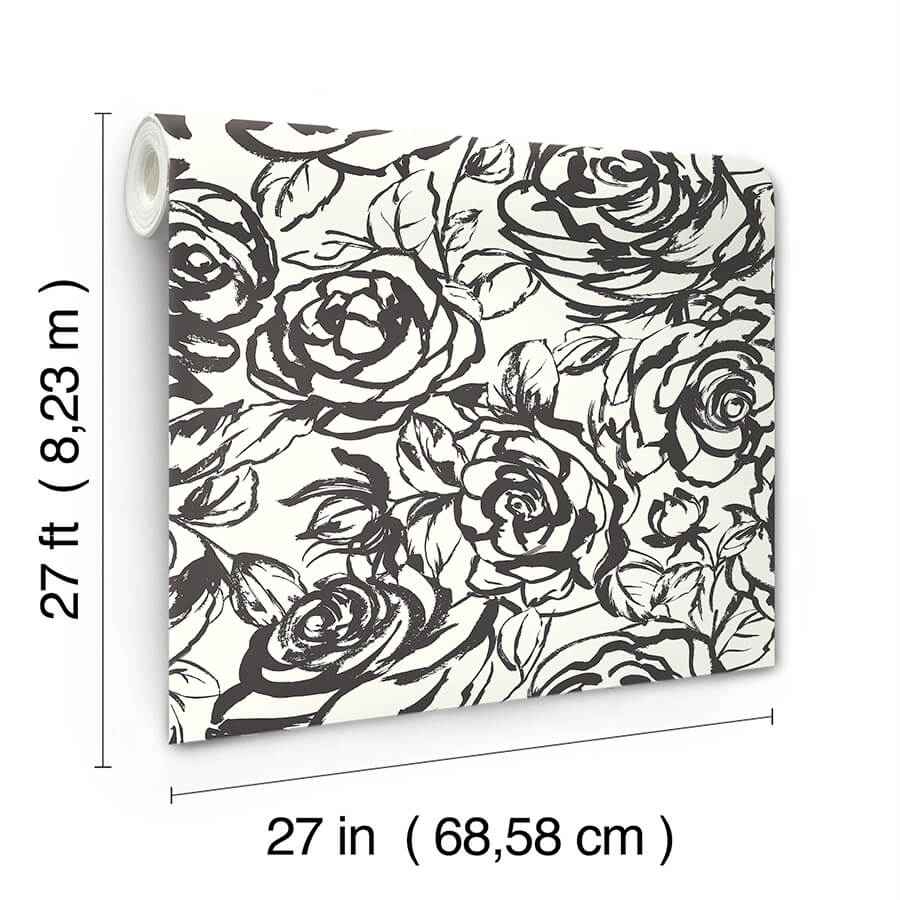 Nelda Black Rose Wallpaper - York Wallcoverings - 4135-72707 - York Wallcoverings Wallpaper