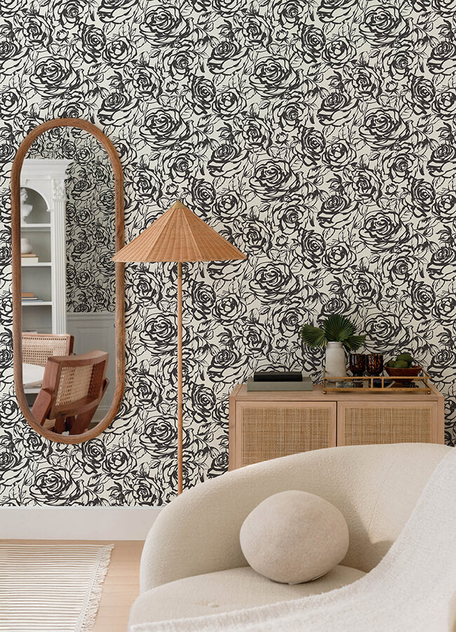 nelda-black-rose-wallpaper-york-wallcoverings-4135-72707 - York Wallcoverings Wallpaper