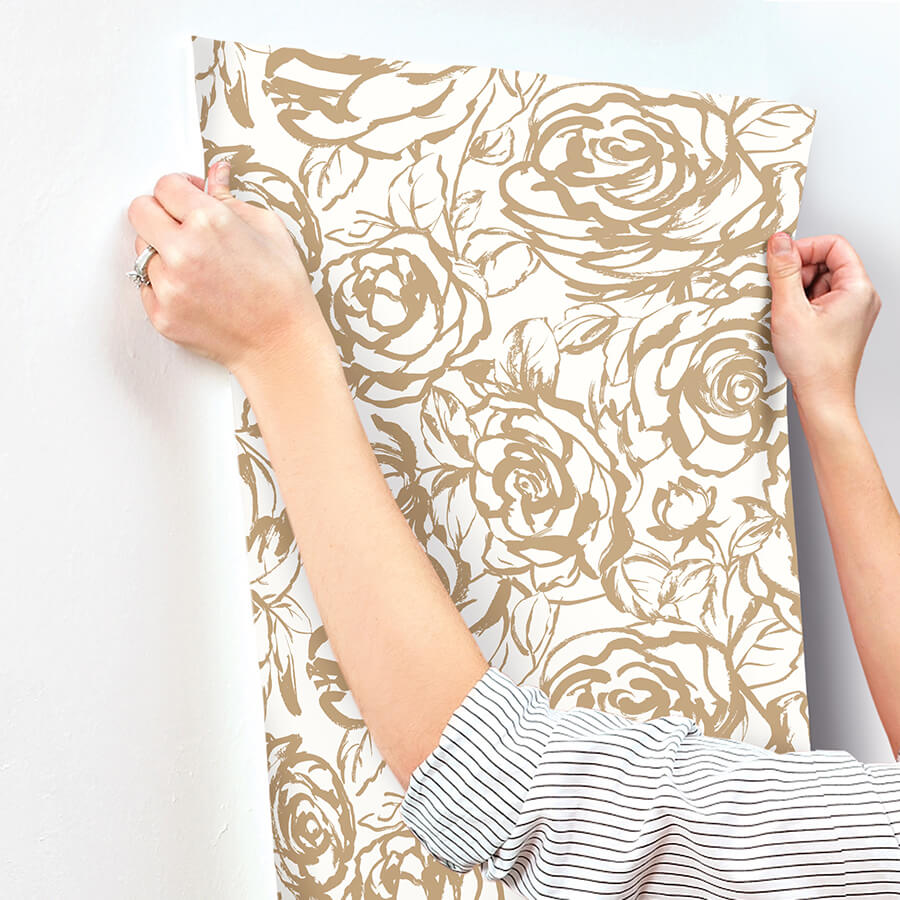 nelda-gold-rose-wallpaper-york-wallcoverings-4135-72708 - York Wallcoverings Wallpaper
