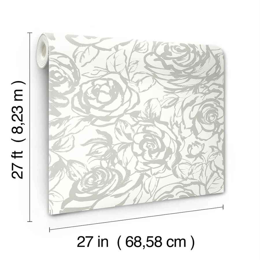 Nelda Silver Rose Wallpaper - York Wallcoverings - 4135-72709 - York Wallcoverings Wallpaper