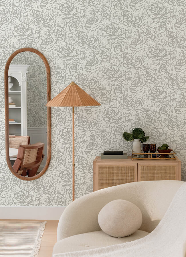 nelda-silver-rose-wallpaper-york-wallcoverings-4135-72709 - York Wallcoverings Wallpaper