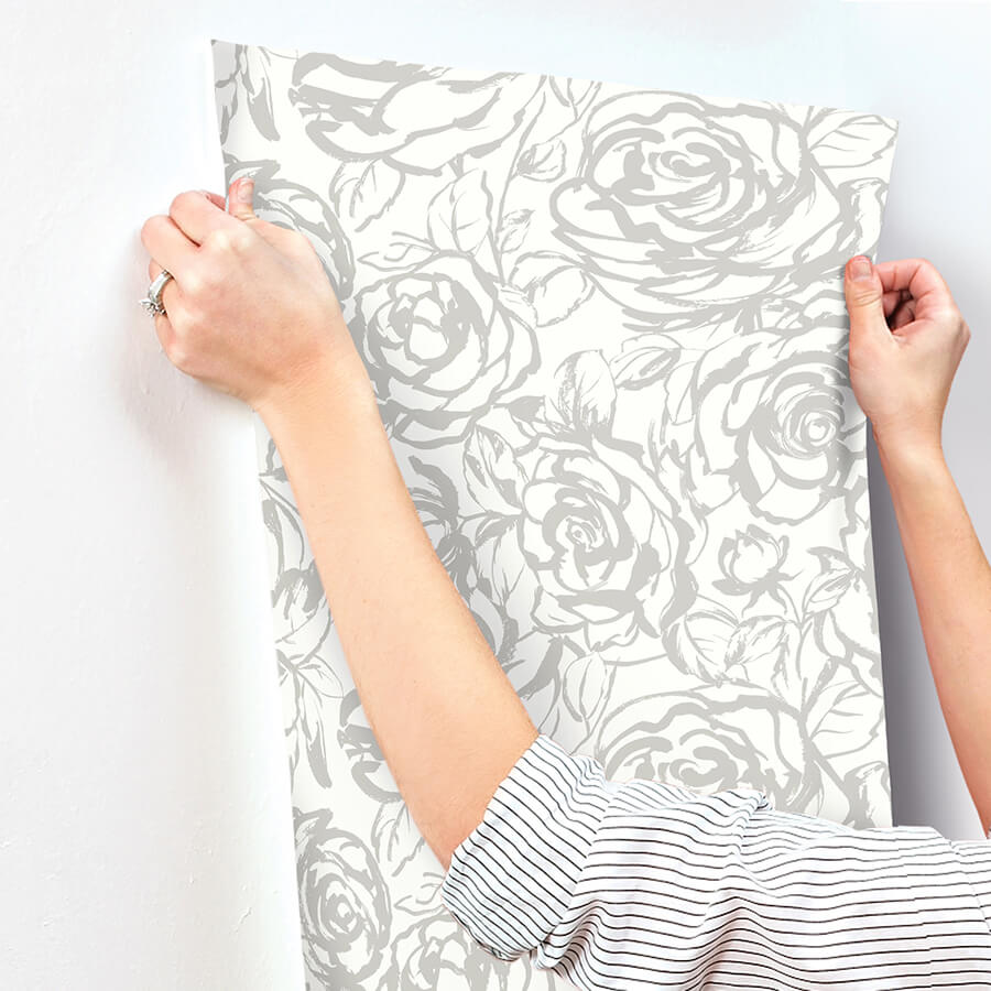 nelda-silver-rose-wallpaper-york-wallcoverings-4135-72709 - York Wallcoverings Wallpaper