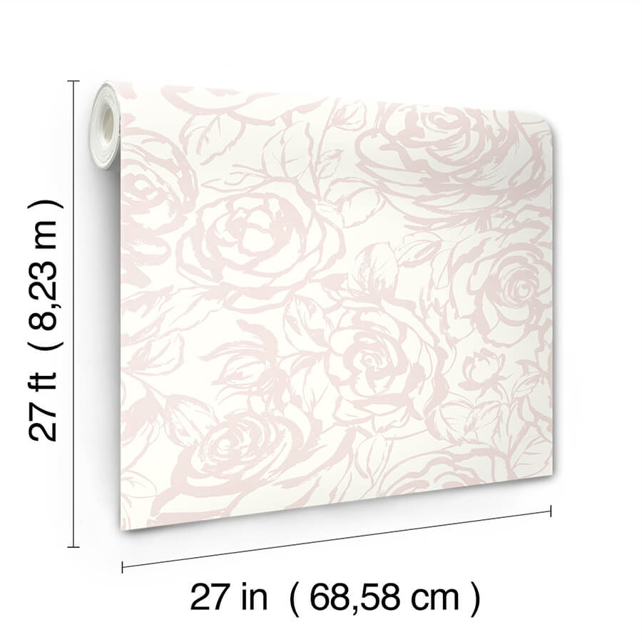 nelda-light-pink-rose-wallpaper-york-wallcoverings-4135-72710 - York Wallcoverings Wallpaper
