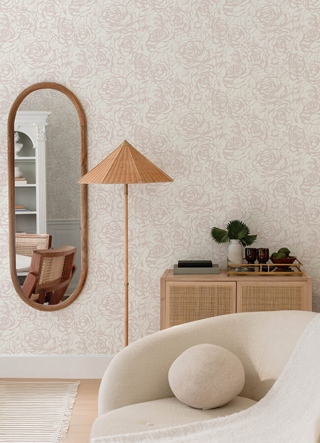 nelda-light-pink-rose-wallpaper-york-wallcoverings-4135-72710 - York Wallcoverings Wallpaper