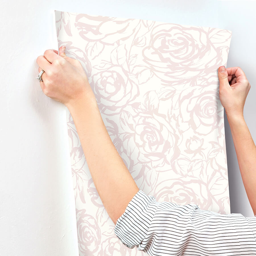 nelda-light-pink-rose-wallpaper-york-wallcoverings-4135-72710 - York Wallcoverings Wallpaper