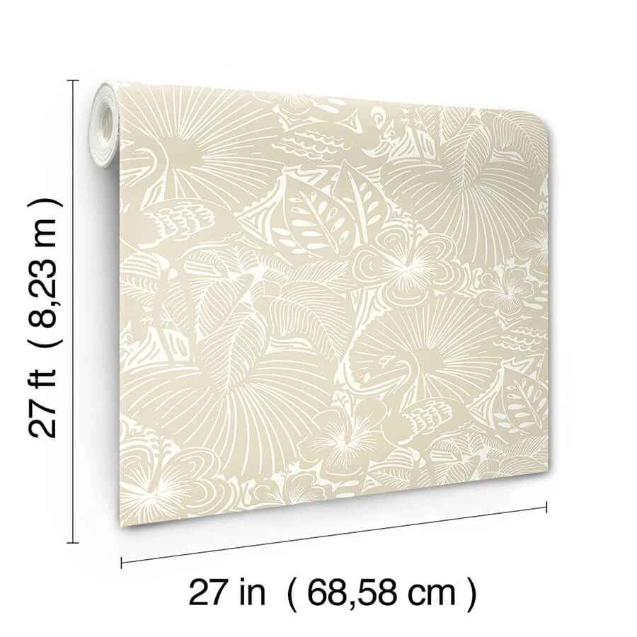 Idalia Beige Floral Flamingo Wallpaper - York Wallcoverings - 4135-72713 - York Wallcoverings Wallpaper