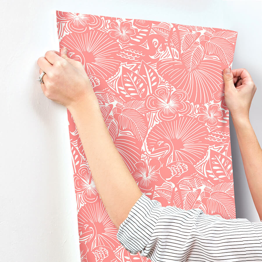 idalia-coral-floral-flamingo-wallpaper-york-wallcoverings-4135-72717 - York Wallcoverings Wallpaper