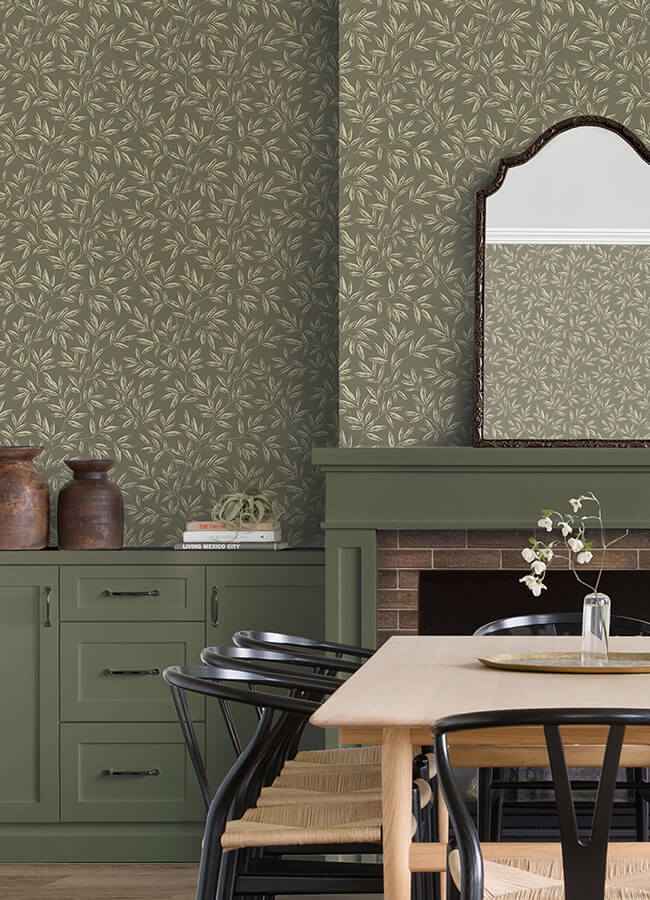 Rowan Olive Peel & Stick Wallpaper - York Wallcoverings - CJS6341 - York Wallcoverings Wallpaper