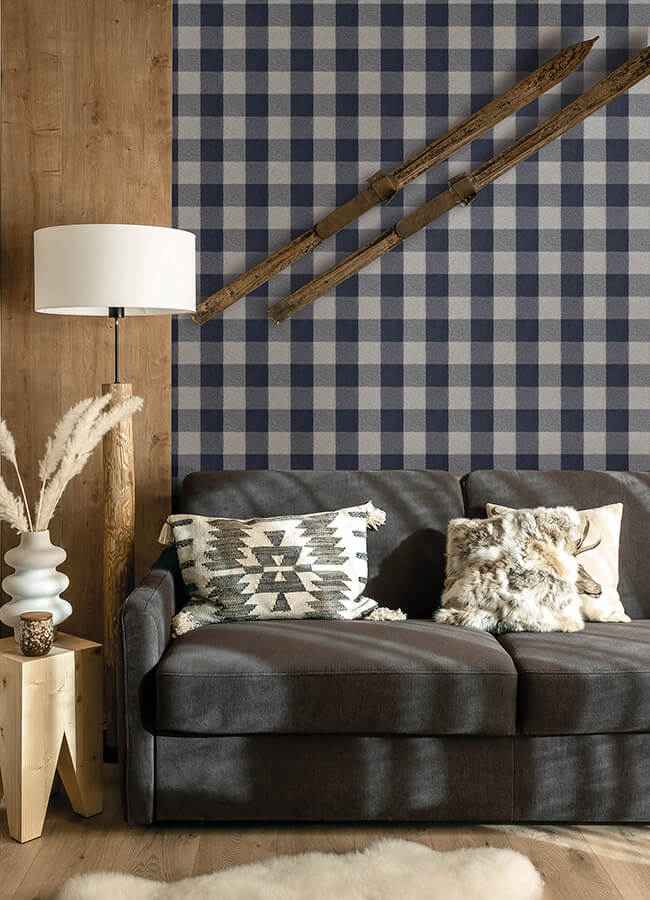 Lumberjack Navy Wallpaper - York Wallcoverings - 4142-72620 - York Wallcoverings Wallpaper