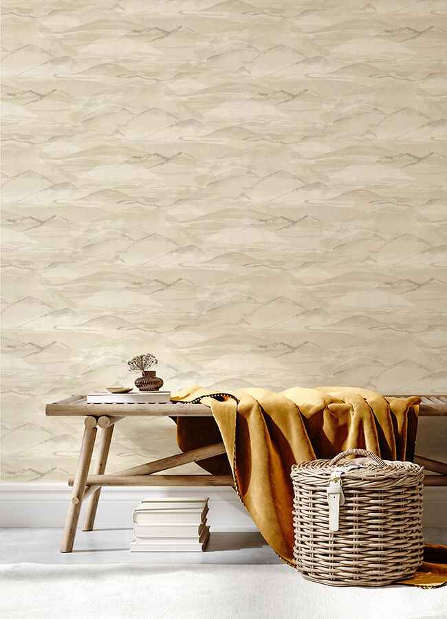 Bozeman Mountains Bone Wallpaper - York Wallcoverings - 4142-72627 - York Wallcoverings Wallpaper