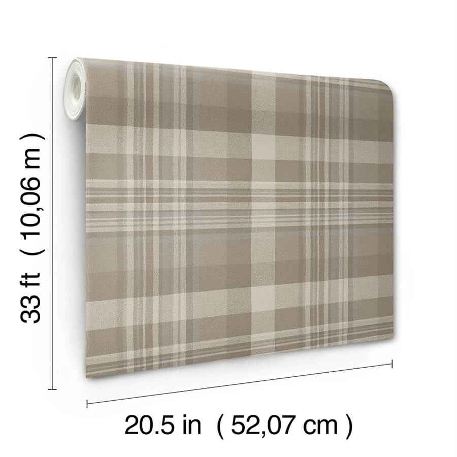 Dutton Plaid Light Brown Wallpaper - York Wallcoverings - 4142-72633 - York Wallcoverings Wallpaper