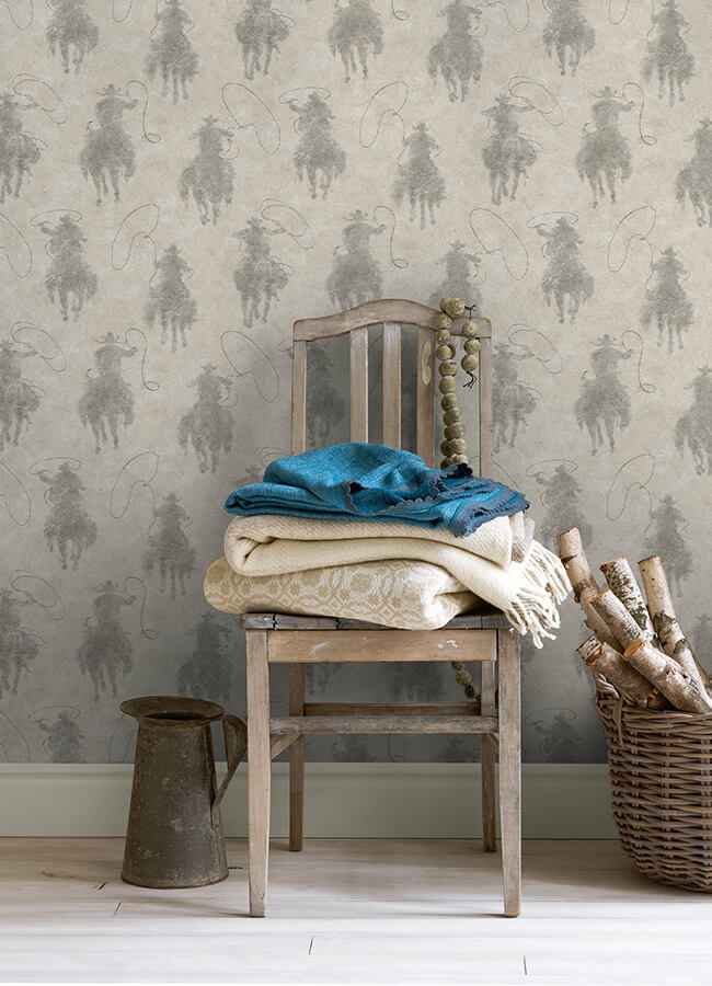 Stockman Silhouette Grey Wallpaper - York Wallcoverings - 4142-72639 - York Wallcoverings Wallpaper