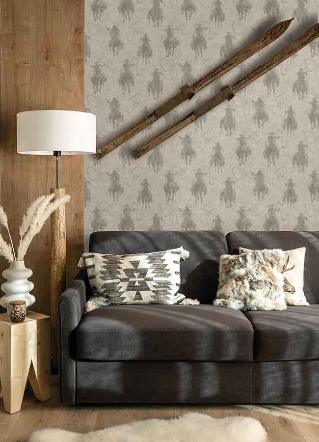 Stockman Silhouette Grey Wallpaper - York Wallcoverings - 4142-72639 - York Wallcoverings Wallpaper