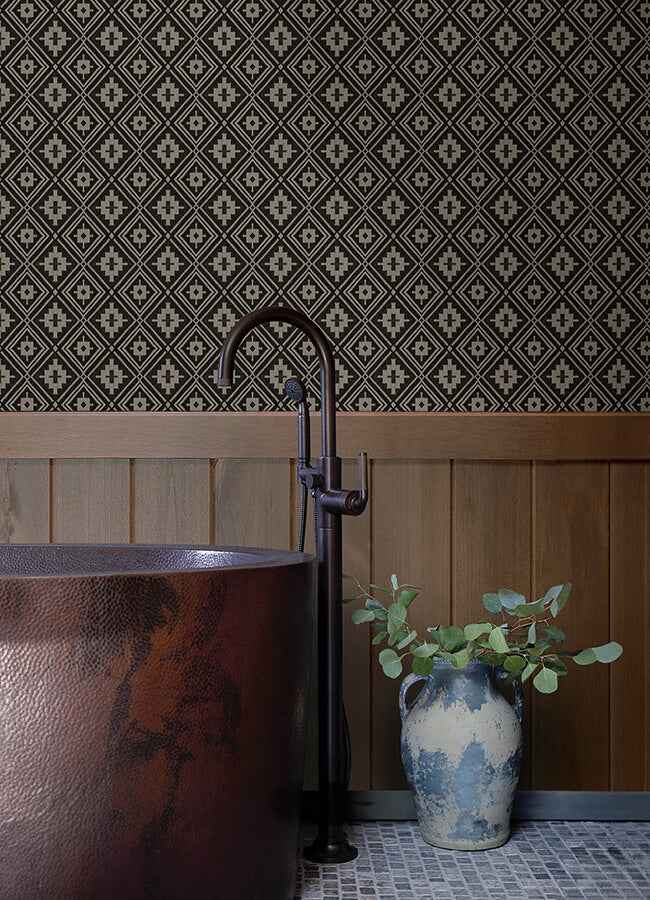 Camp Blanket Black Wallpaper - York Wallcoverings - 4142-72656 - York Wallcoverings Wallpaper