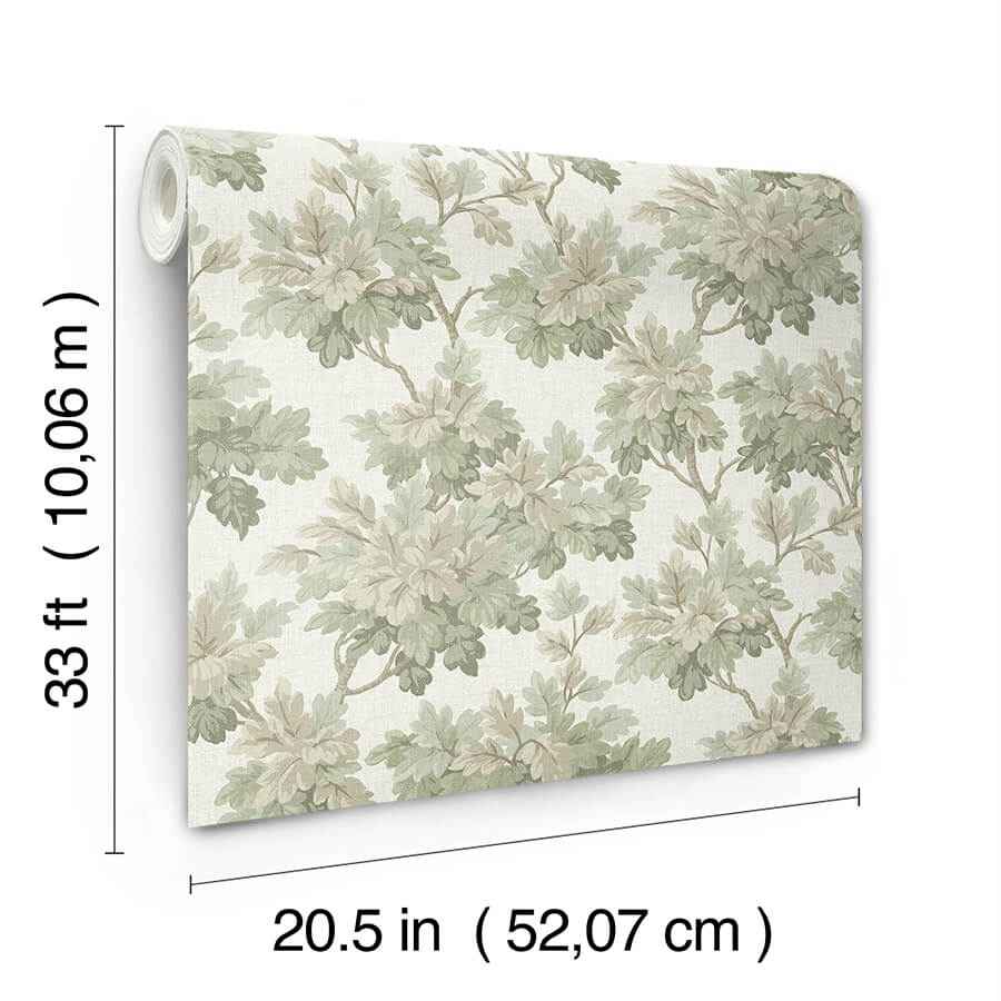 Oakcliff Sage Leaf Trail Wallpaper - York Wallcoverings - AST6355 - York Wallcoverings Wallpaper