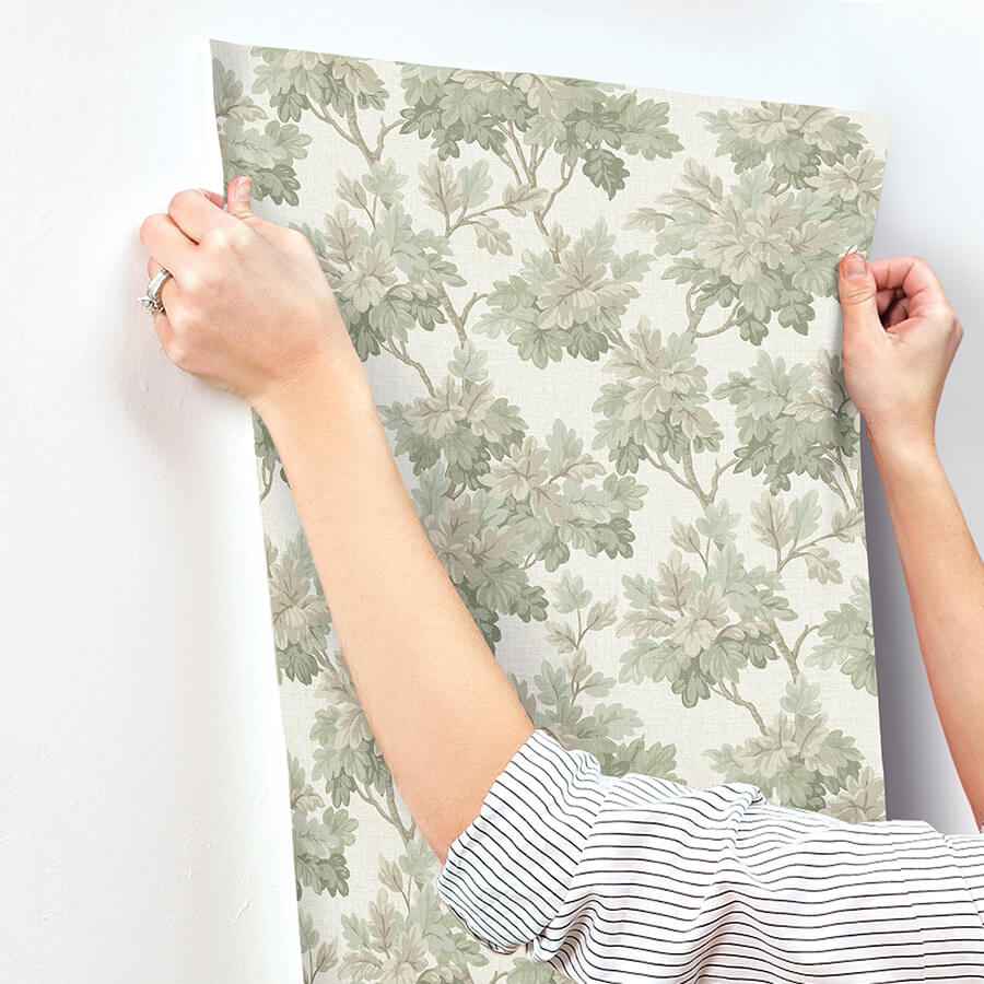 Oakcliff Sage Leaf Trail Wallpaper - York Wallcoverings - AST6355 - York Wallcoverings Wallpaper