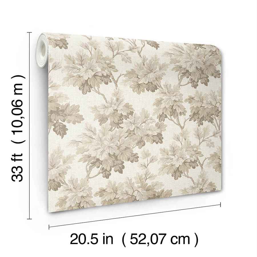Oakcliff Taupe Leaf Trail Wallpaper - York Wallcoverings - AST6356 - York Wallcoverings Wallpaper