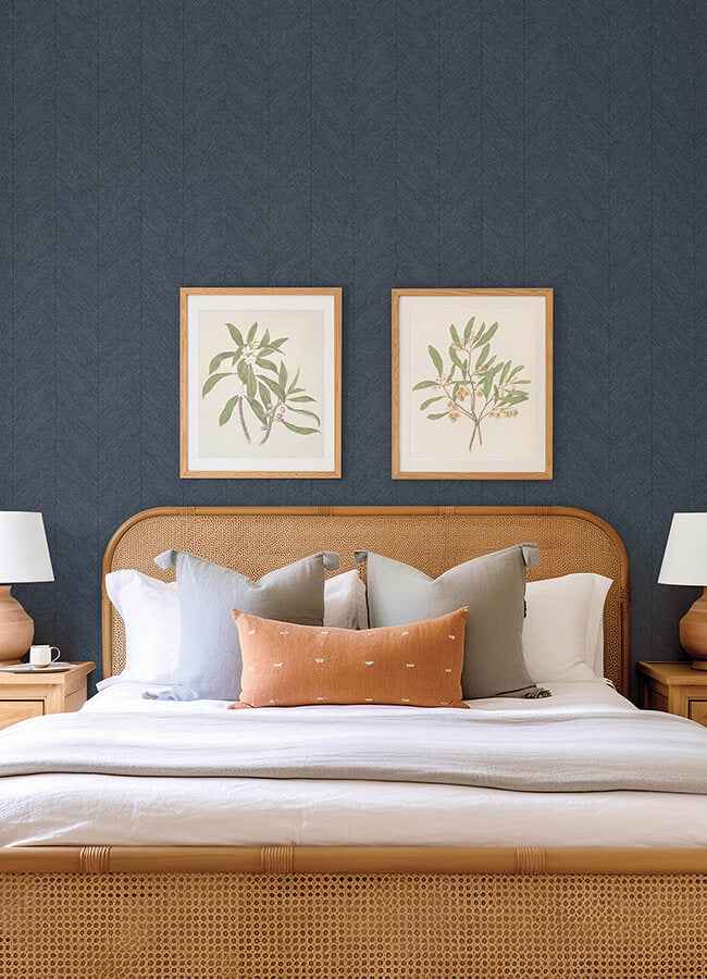 Kallam Indigo Chevron Wallpaper - York Wallcoverings - 4155-27323 - York Wallcoverings Wallpaper
