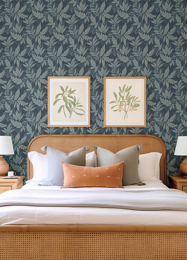anita-teal-woodland-floral-wallpaper-york-wallcoverings-4155-27325 - York Wallcoverings Wallpaper