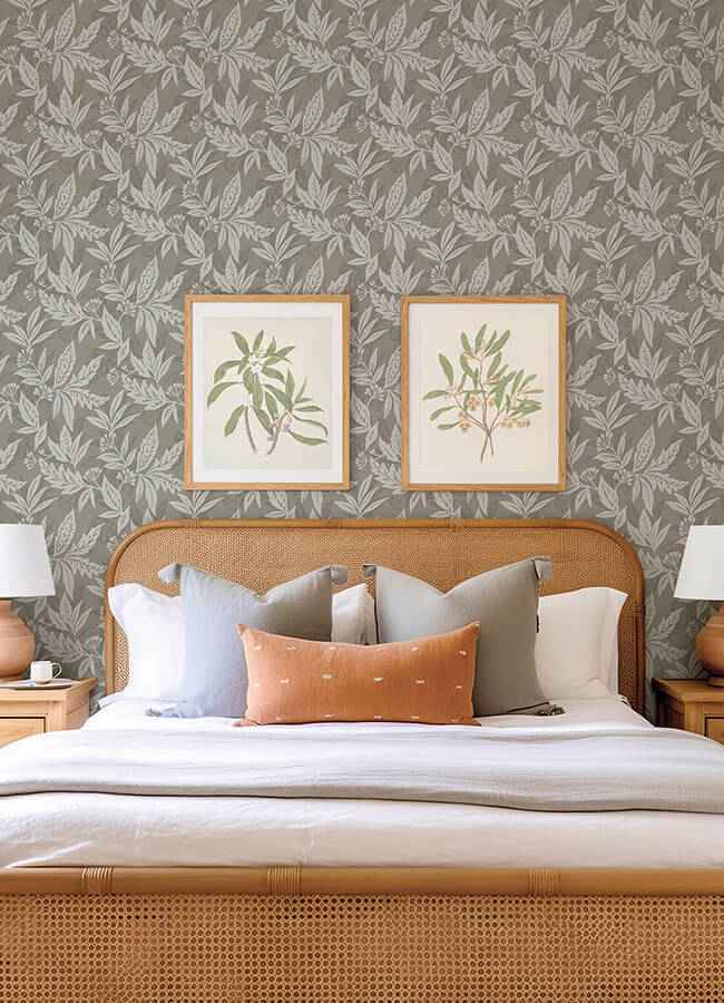 Anita Pewter Woodland Floral Wallpaper - York Wallcoverings - 4155-27327 - York Wallcoverings Wallpaper