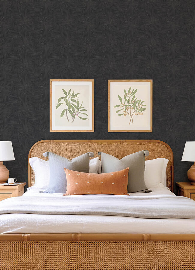 reid-black-woven-geometric-wallpaper-york-wallcoverings-4155-27330 - York Wallcoverings Wallpaper