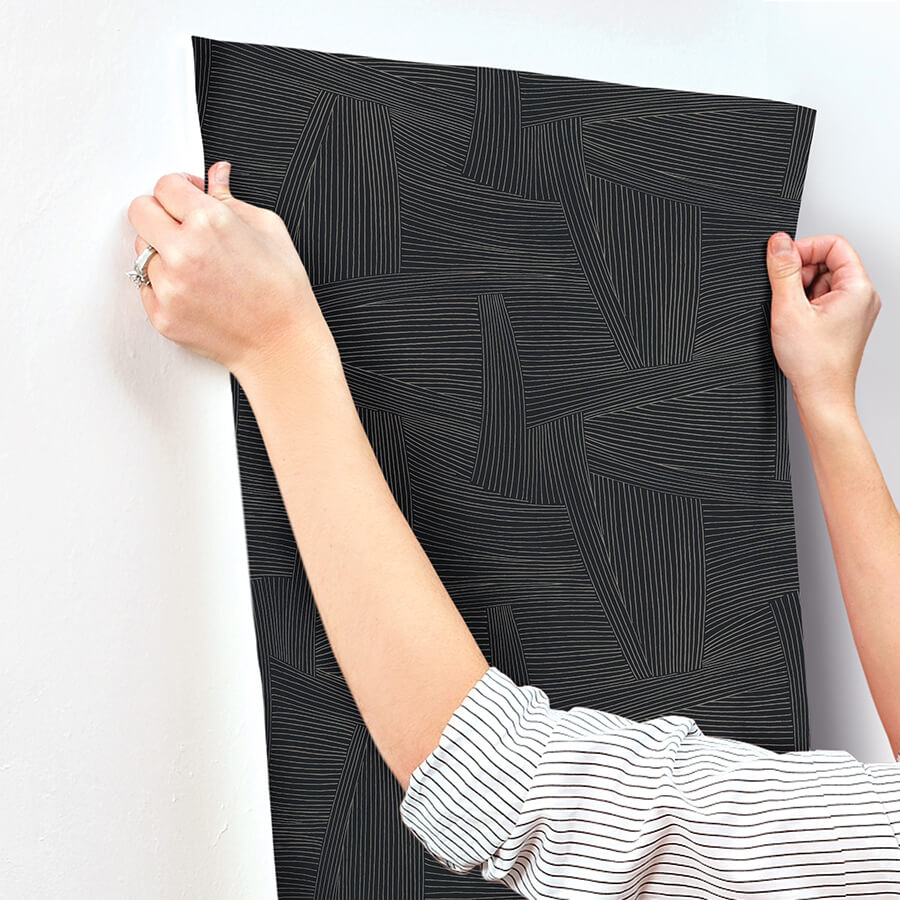 reid-black-woven-geometric-wallpaper-york-wallcoverings-4155-27330 - York Wallcoverings Wallpaper