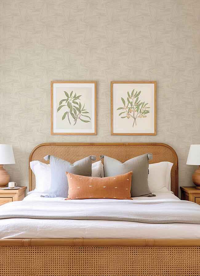 Reid Light Brown Woven Geometric Wallpaper - York Wallcoverings - 4155-27332