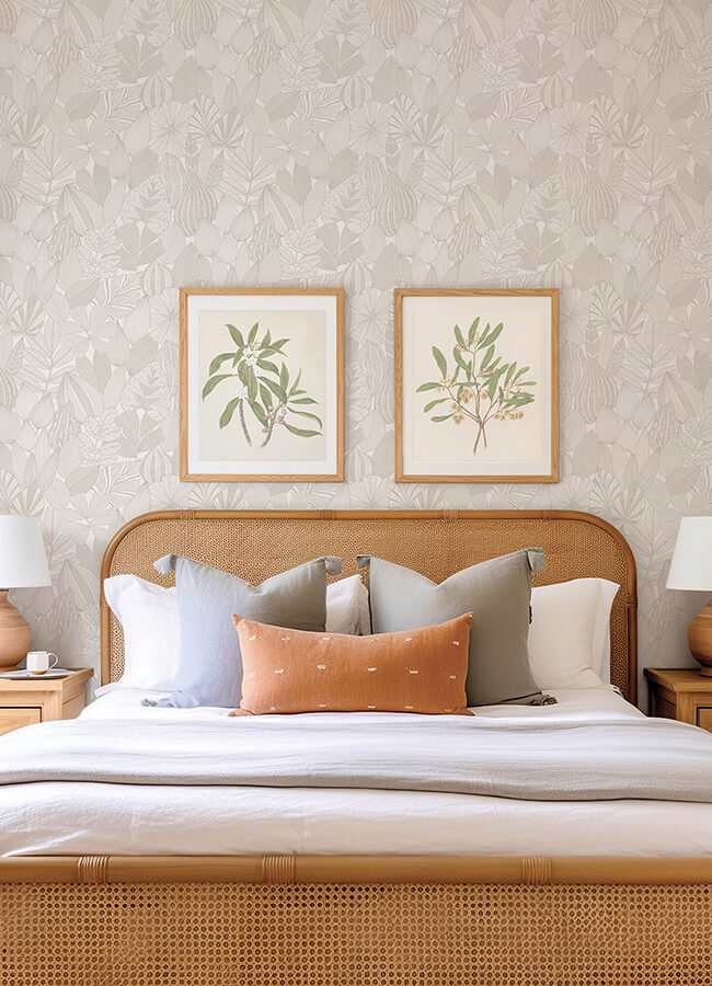 mathias-taupe-botanical-wallpaper-york-wallcoverings-4155-72808 - York Wallcoverings Wallpaper