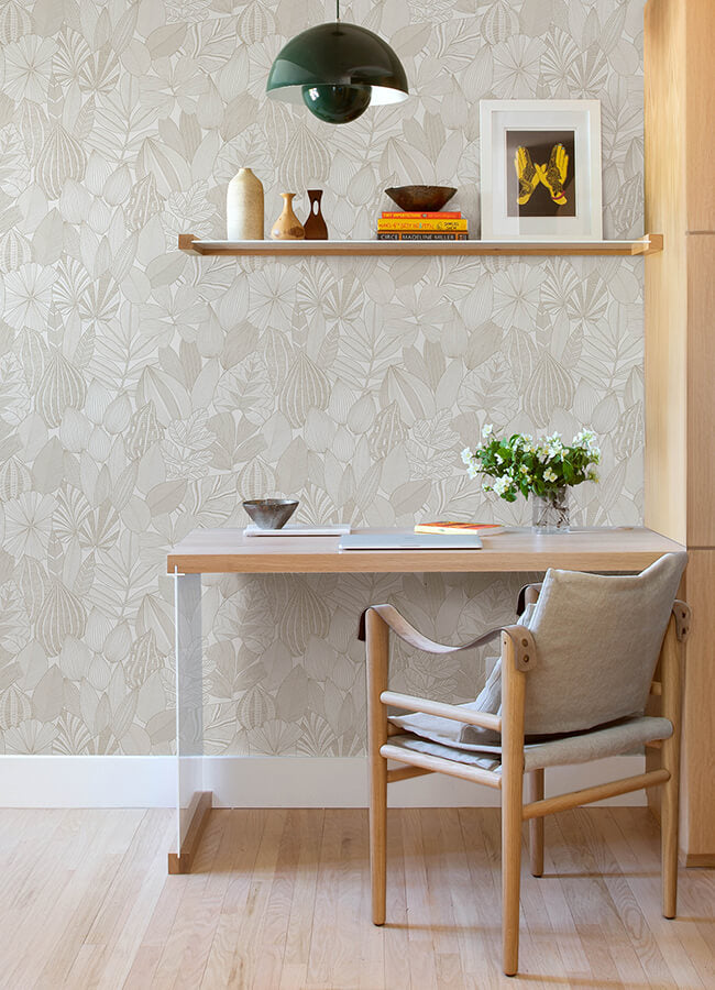 mathias-taupe-botanical-wallpaper-york-wallcoverings-4155-72808 - York Wallcoverings Papel pintado