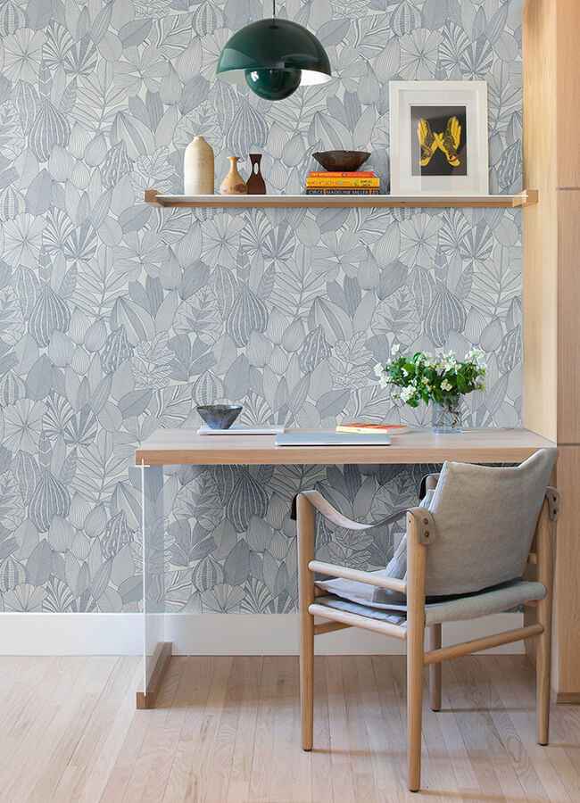 Mathias Blue Botanical Wallpaper - York Wallcoverings - 4155-72812