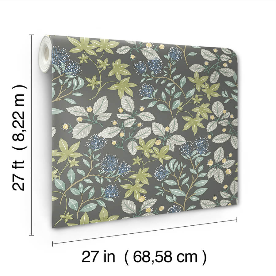 mildred-charcoal-botanical-trail-wallpaper-york-wallcoverings-4155-72815 - York Wallcoverings Papel pintado
