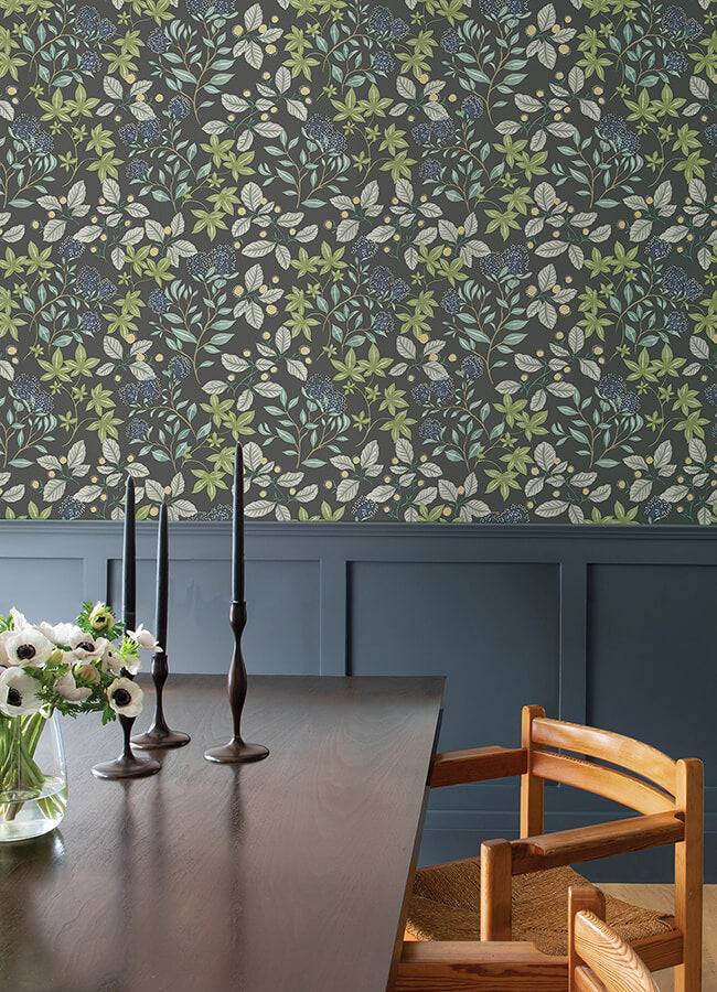mildred-charcoal-botanical-trail-wallpaper-york-wallcoverings-4155-72815 - York Wallcoverings Papel pintado