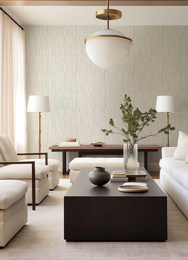 huntington-gold-geometric-stripe-wallpaper-york-wallcoverings-4155-72818 - York Wallcoverings Papel pintado