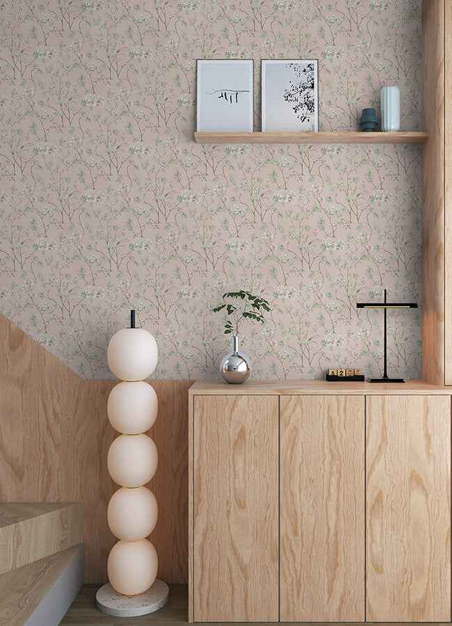 Chinoiserie Garden Pink Peel and Stick Wallpaper - York Wallcoverings - NUS6365 - York Wallcoverings Wallpaper