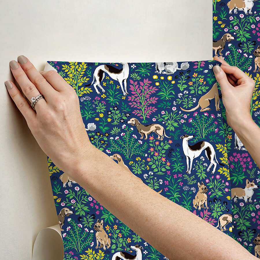 must-love-dogs-indigo-peel-and-stick-wallpaper-york-wallcoverings-pfs6378 - York Wallcoverings Wallpaper