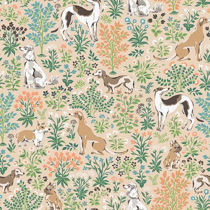 Must Love Dogs Tan Peel and Stick Wallpaper - York Wallcoverings - PFS6380 - York Wallcoverings Wallpaper