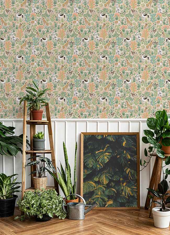 Must Love Dogs Tan Peel and Stick Wallpaper - York Wallcoverings - PFS6380 - York Wallcoverings Wallpaper