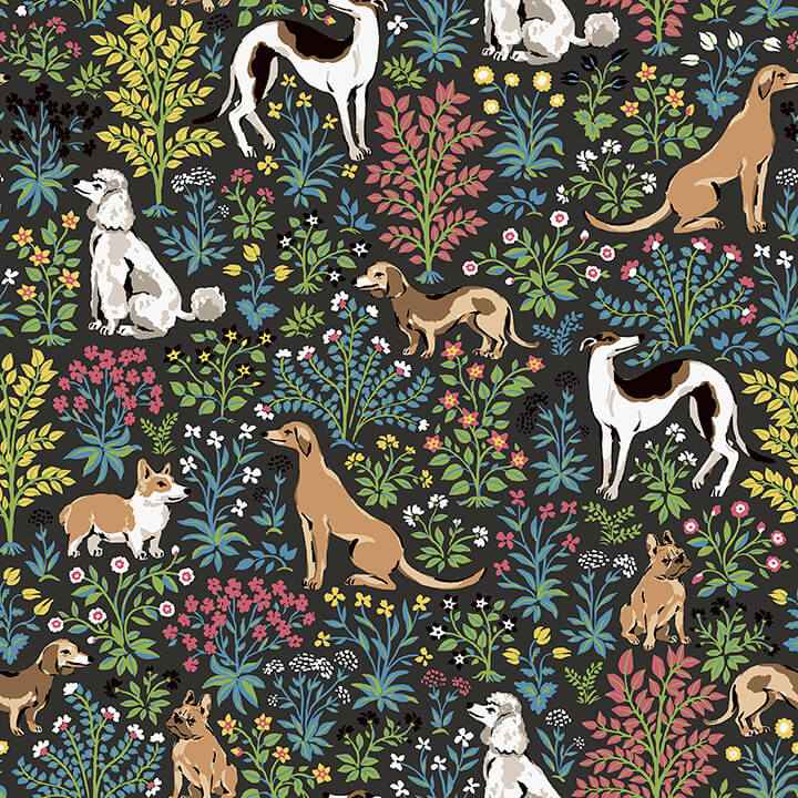 Must Love Dogs Charcoal Peel and Stick Wallpaper - York Wallcoverings - PFS6381