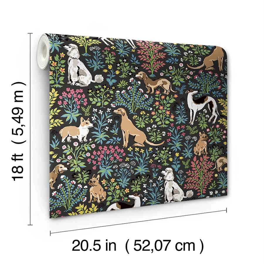 Must Love Dogs Charcoal Peel and Stick Wallpaper - York Wallcoverings - PFS6381 - York Wallcoverings Wallpaper
