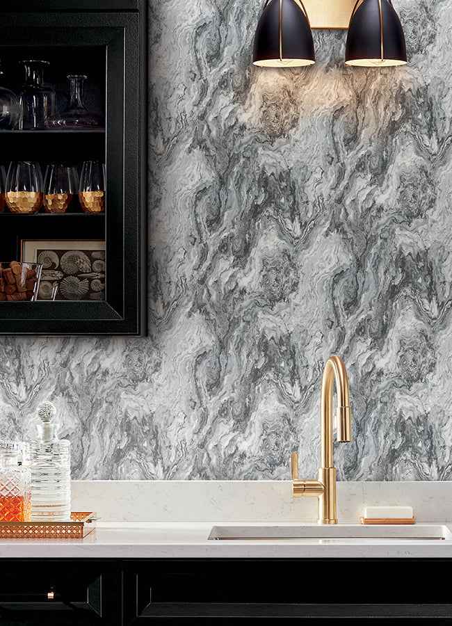 Star Charcoal Marble Wallpaper - York Wallcoverings - 4168-15533 - York Wallcoverings Wallpaper