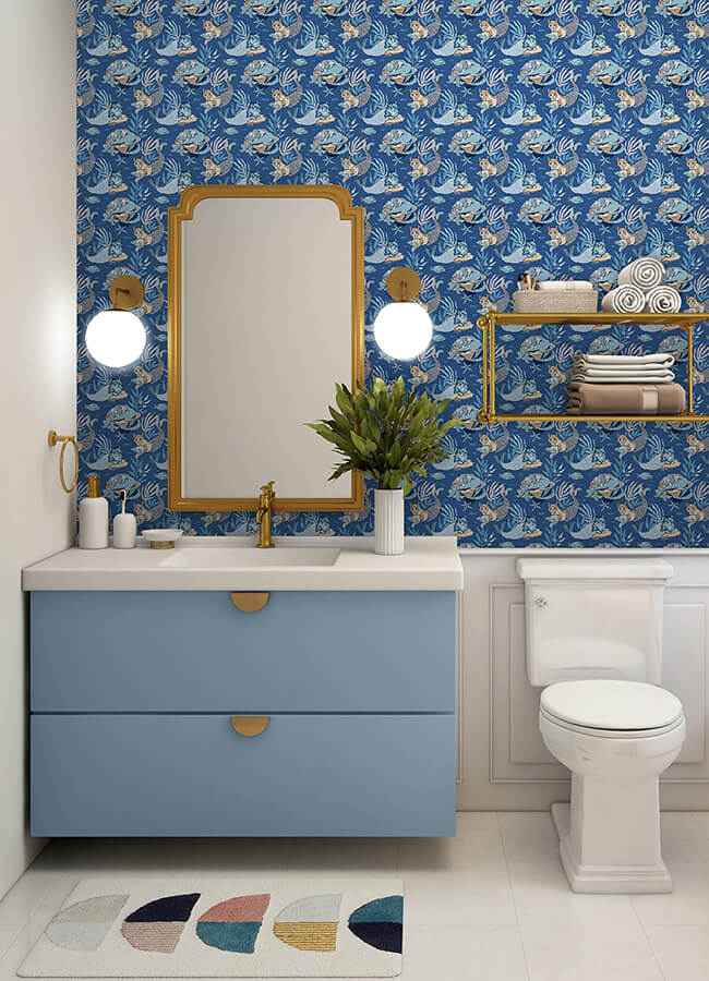 Meowing Mermaids Blue Peel and Stick Wallpaper - York Wallcoverings - PFS6393 - York Wallcoverings Wallpaper