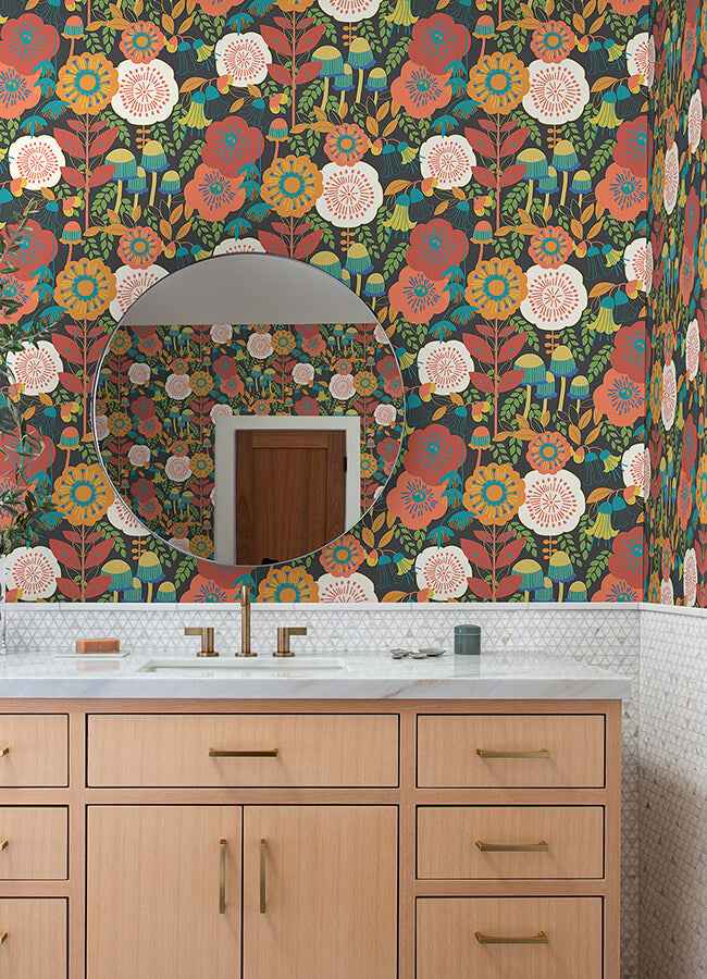 Dream Garden Dark Brown Peel and Stick Wallpaper - York Wallcoverings - MCS6398 - York Wallcoverings Wallpaper