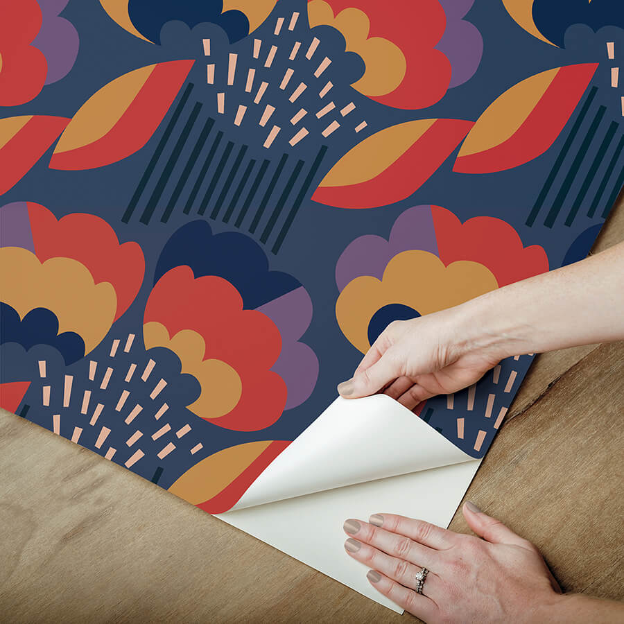 retro-esme-navy-peel-and-stick-wallpaper-york-wallcoverings-mcs6400 - York Wallcoverings Wallpaper