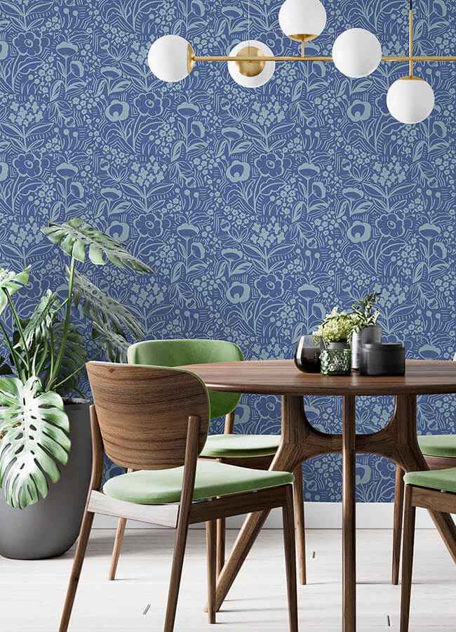 Jeani Blue Peel & Stick Wallpaper - York Wallcoverings - MCS6402 - York Wallcoverings Wallpaper